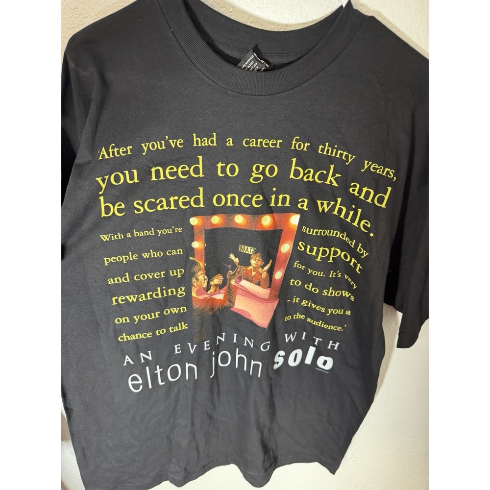 1999 Vintage Elton John An Evening With... Black Size L Tour T-Shirt Pop Music - Picture 2 of 5